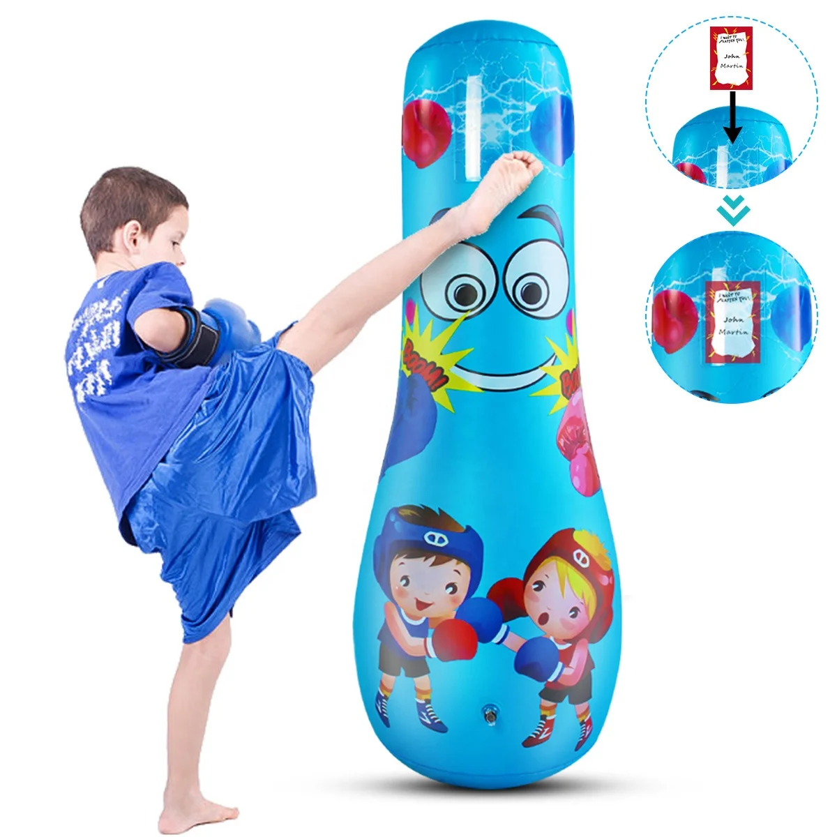 

YDM Kids Inflatable Free Standing Boxing Punching Bag Children Inflatable Boxing Sandbag, Blue