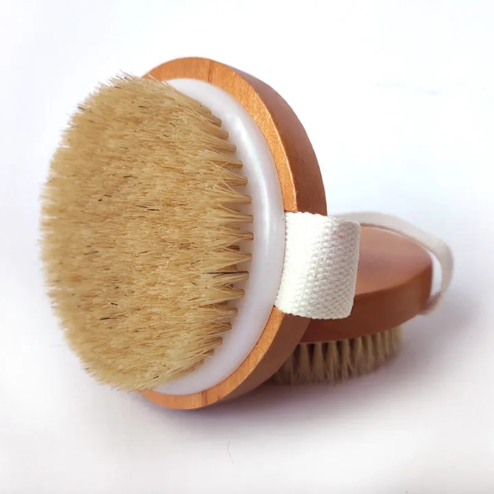 

LOGO Printing Premium Handheld Round Natural Body Brushes Reduce Cellulite, Natural color