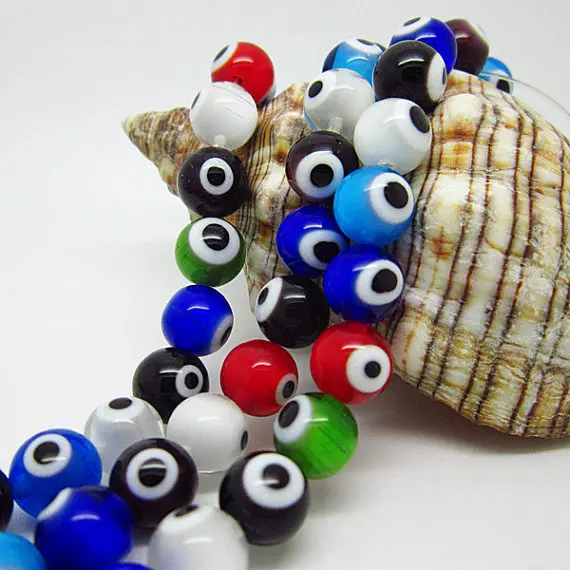 

GP0816 Multicolor Lampwork Glass Evil Eye Round Jewelry Beads for Protection Jewelry Making