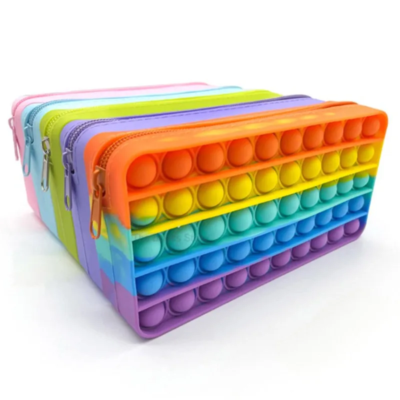 

Pop Pencil Storage Case Sensory Silicone Fidgets Bubble Toy Pen Bag Stationery Storage Bag Pencil Case for Office Stationery, Black,red,green, or customized as your request
