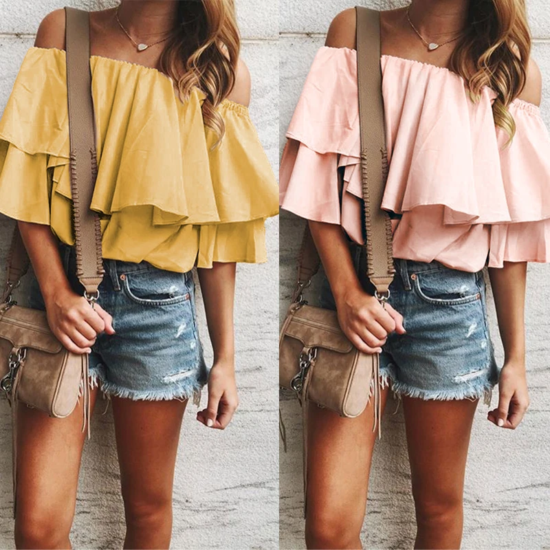 

Women Casual Black Off The Shoulder Vertical Stripes Blouse, Customized
