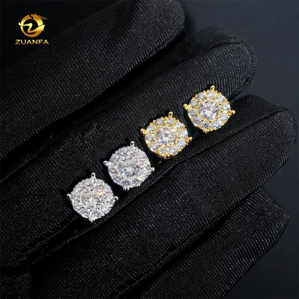 Factory Price Wholesale Jewelry Moissanite Diamond 925 Sterling Silver Mens Hip Hop Earrings
