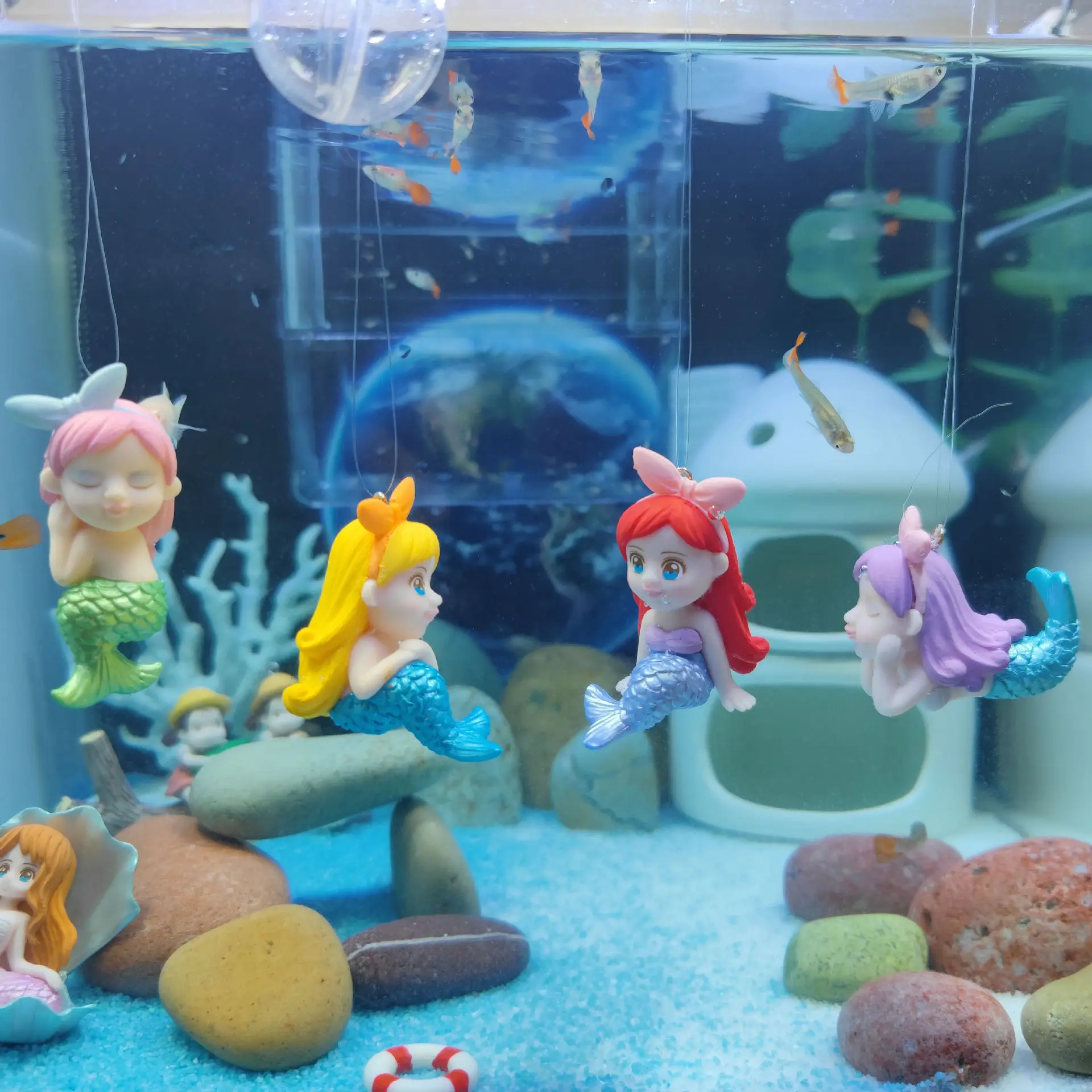 

Mermaid Design Aquarium Accessories Landscaping Cute Fish Tank Decoration Pvc Fish Tank Ornaments