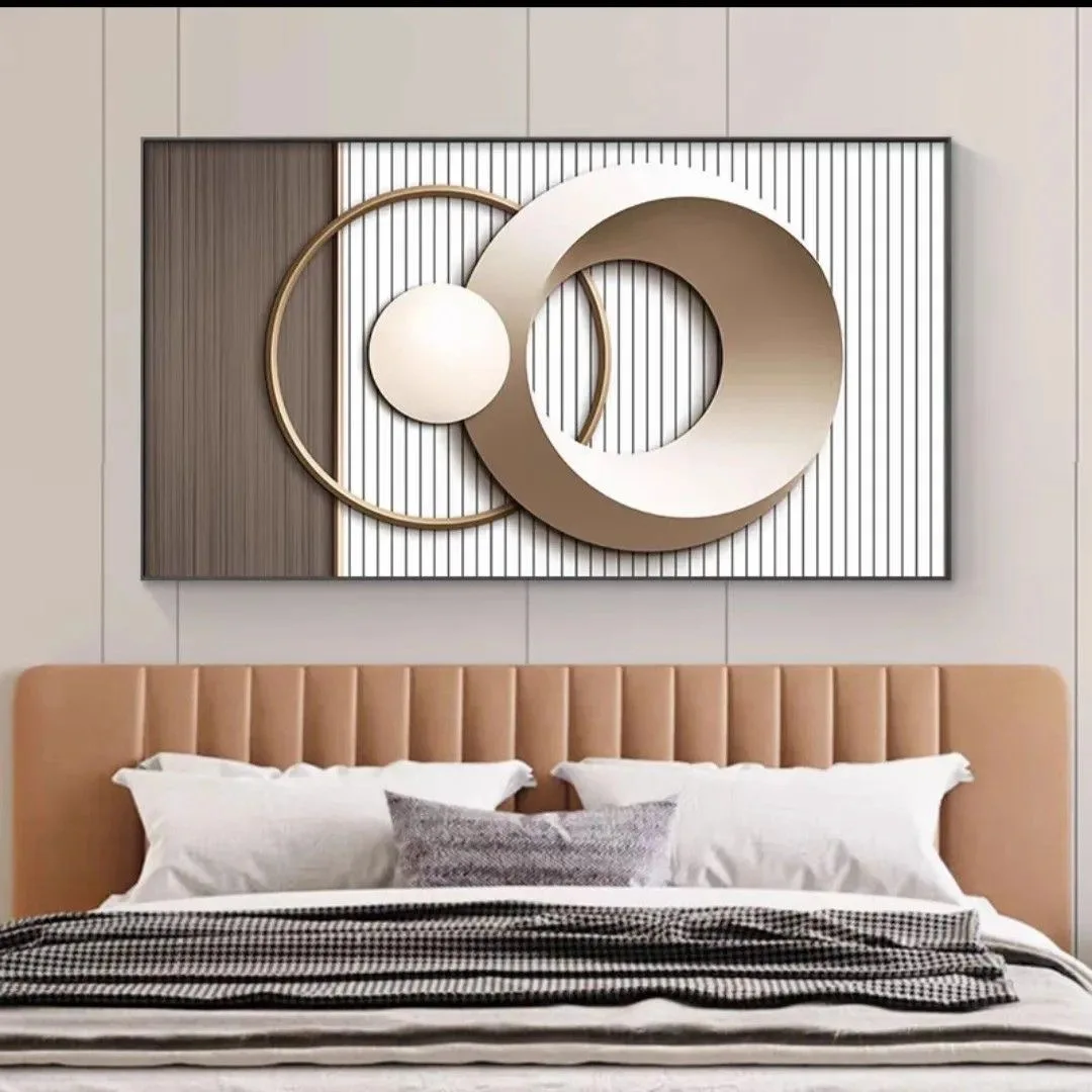 120X60CM NO Light Modern Design Large Aluminum Alloy Frame Gallery Hanging Paintings Decoration Living Room Crystal Wall Decor