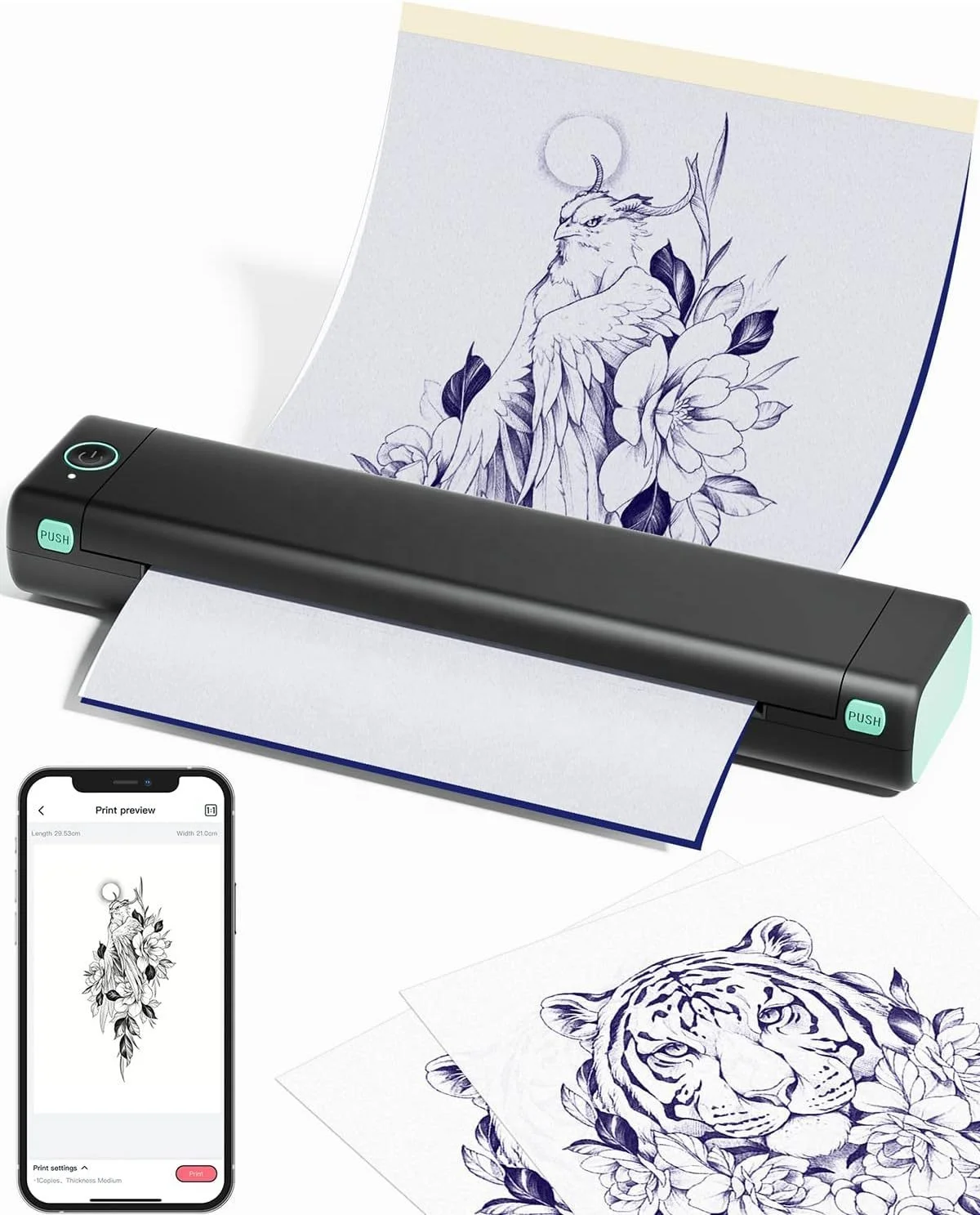 

WOWCASE phomemo M08F mini portable printer thermal printing peripage mini A4 210mm BT connect portable thermal printer