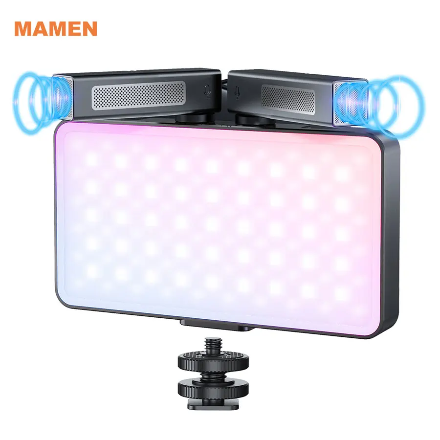 

MAMEN Hot Custom Logo Portable Video Led Light Phone Clip Mic Light Rgb Led Light For Photography Studioo