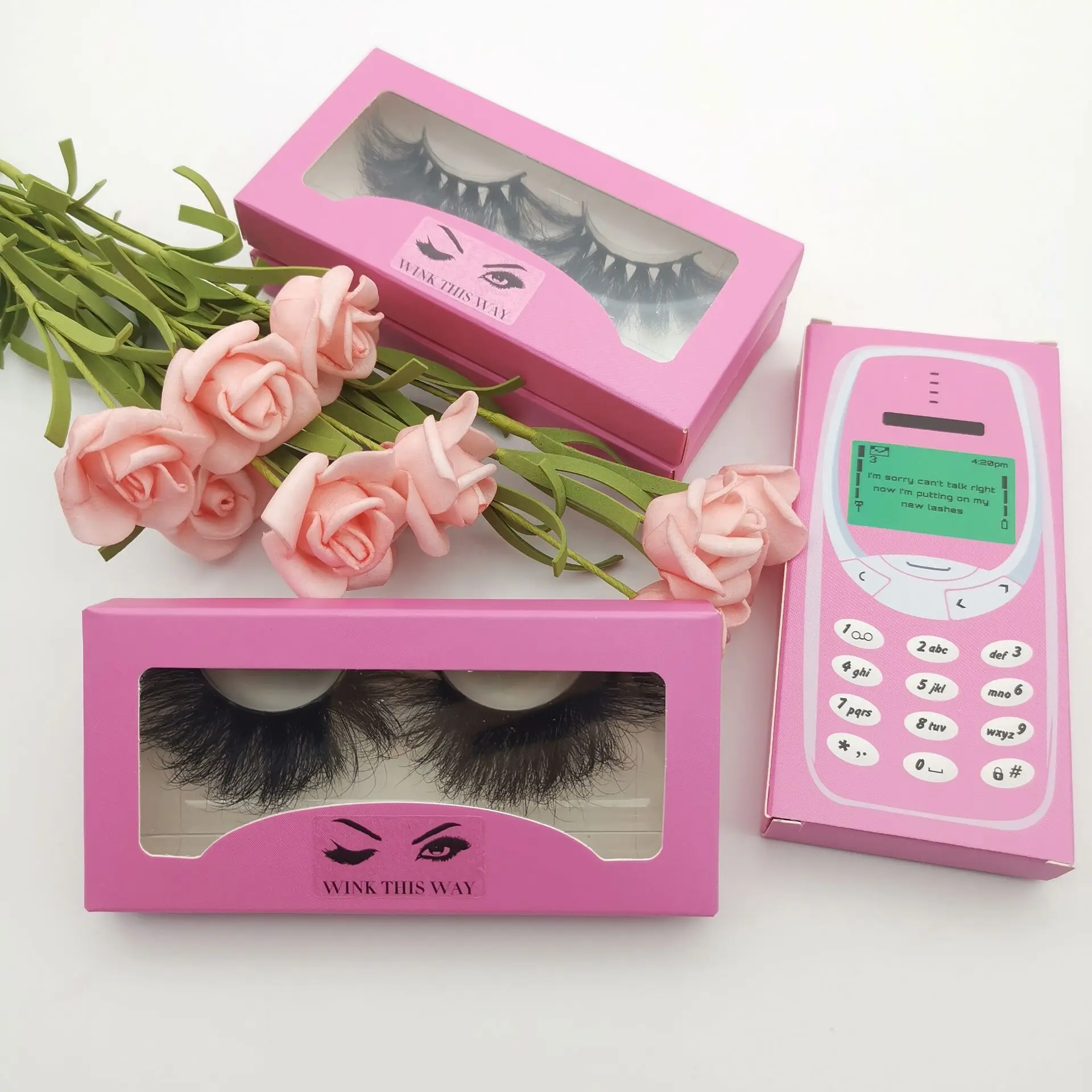 

Lashes New Design Full Strip Lashes 25mm Mink Eyelash Customized Box Label Eyelashes Wholesale Vendor, Black, colored