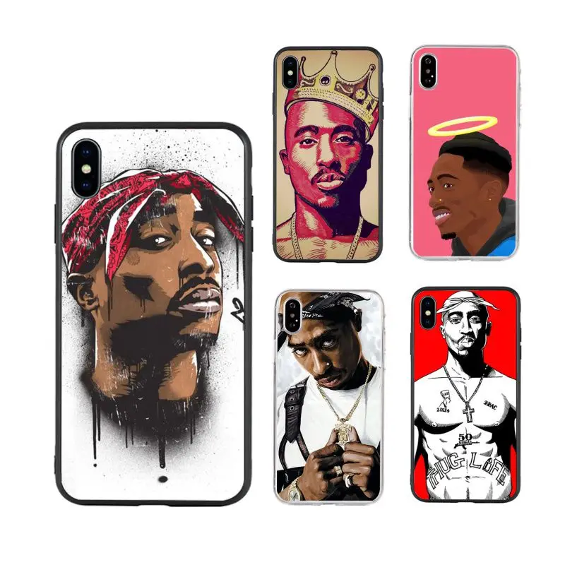 

2Pac Tupac Amaru Shakur Makaveli hot selling cute Phone Case for iPhone X XR Xs Max 11 11Pro 11ProMax 12 12pro luxury fundas, Black/transparent