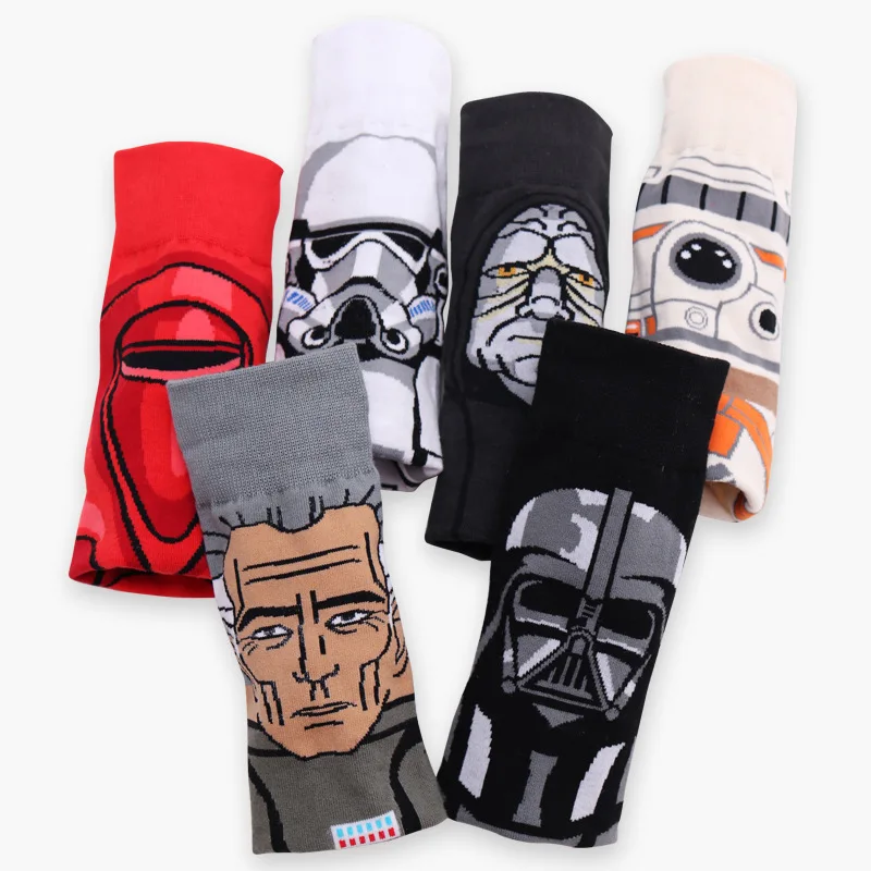 

XIANGHUI Wholesale Custom Funny Pattern Embroidered Fashion StarWars Robot Tube Cotton Crew Socks For Men