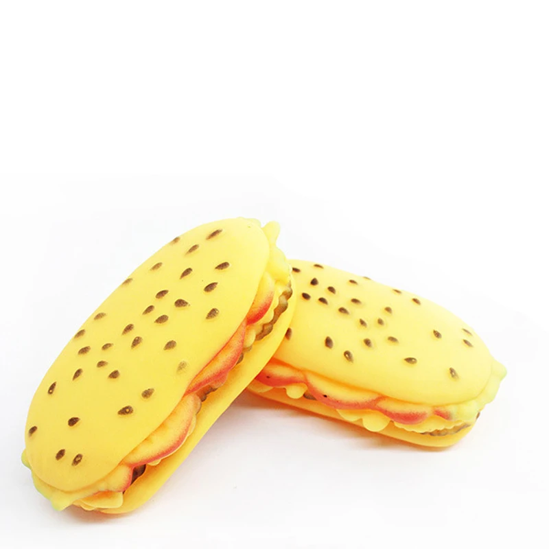 
High quality Sounding vocal dog toy Cute rubber hamburger Accompanying pet supplies 
