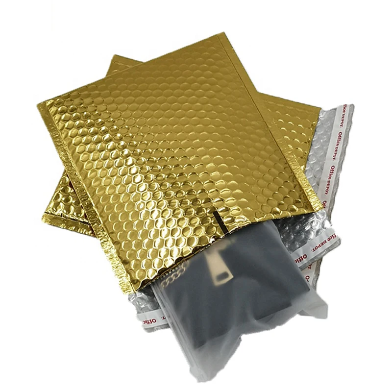 10x15 Inch Metallic Foil Bubble Mailer For Cosmetic Packaging Or