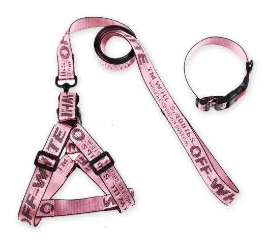 

Luxury Off Pet Products Printed Logo Durable Designer Fashionable Dogs Harness Collar Leash Set designer dog accessories, More colors
