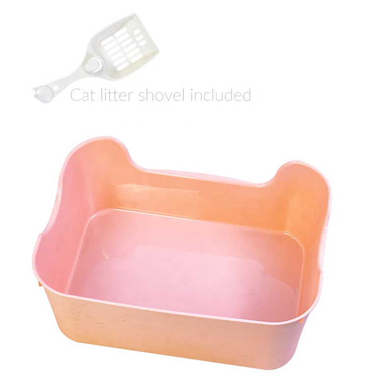 

New Design Indoor Pet Clean Up Products Plastic Cat Litter Box With Scoop Toilet Training Tray, As picture