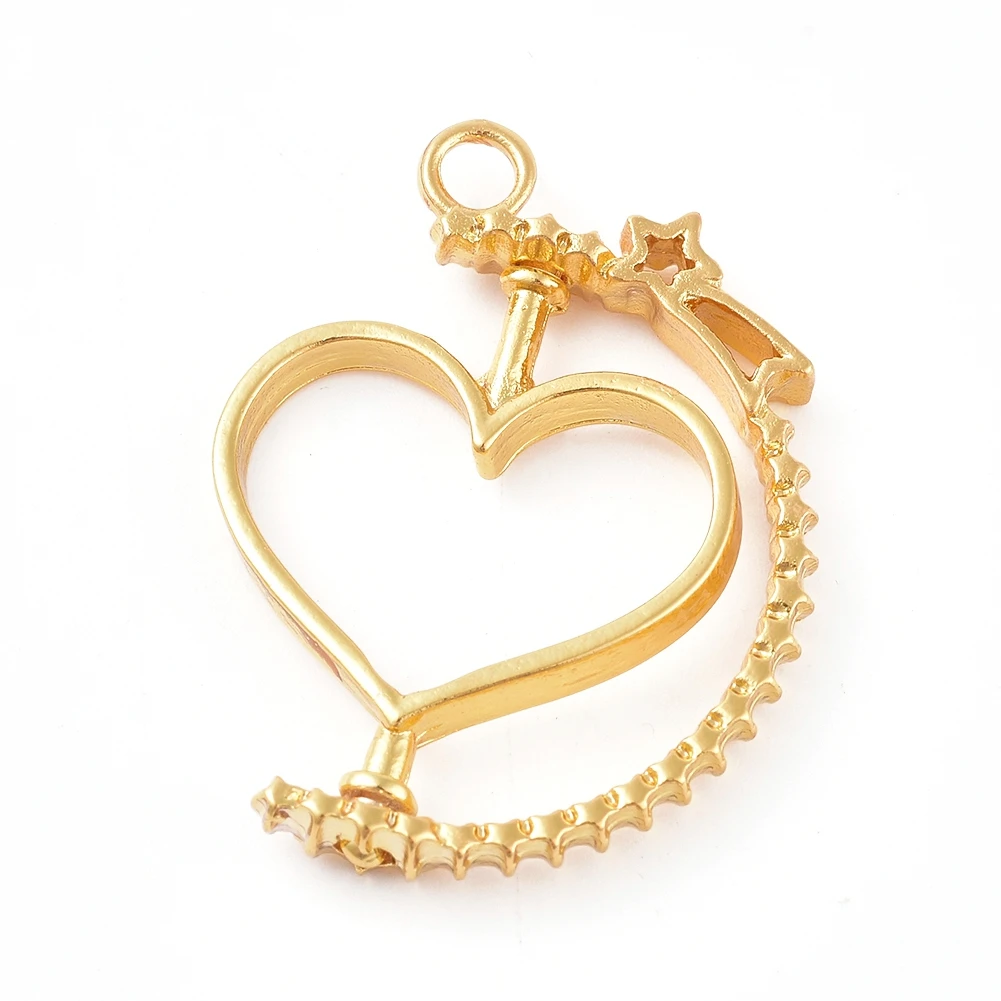 

PandaHall Heart Golden Alloy Open Back Bezel Pendants, Gold