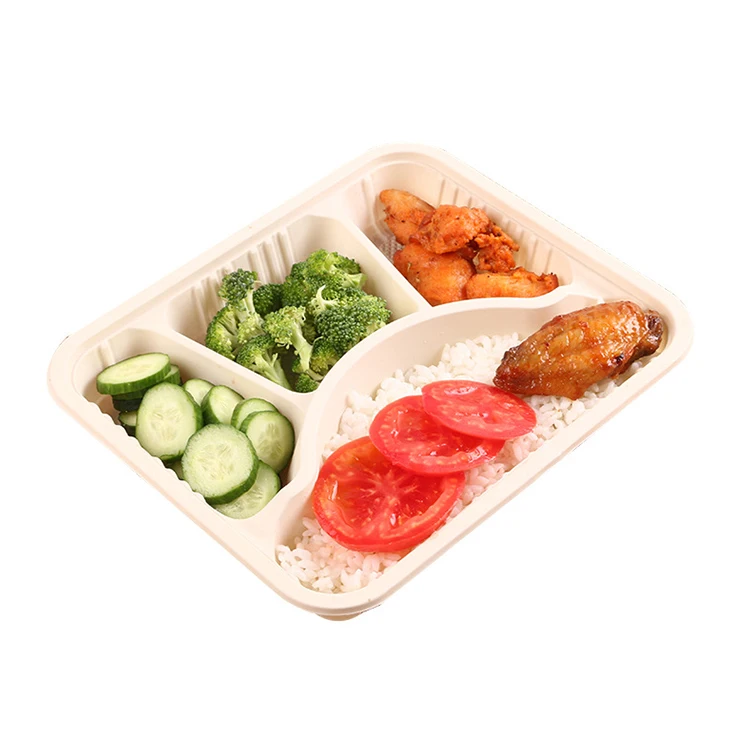 

Biodegradable cornstarch takeaway lunch box degradable paper folding lunch box, White/ paper color