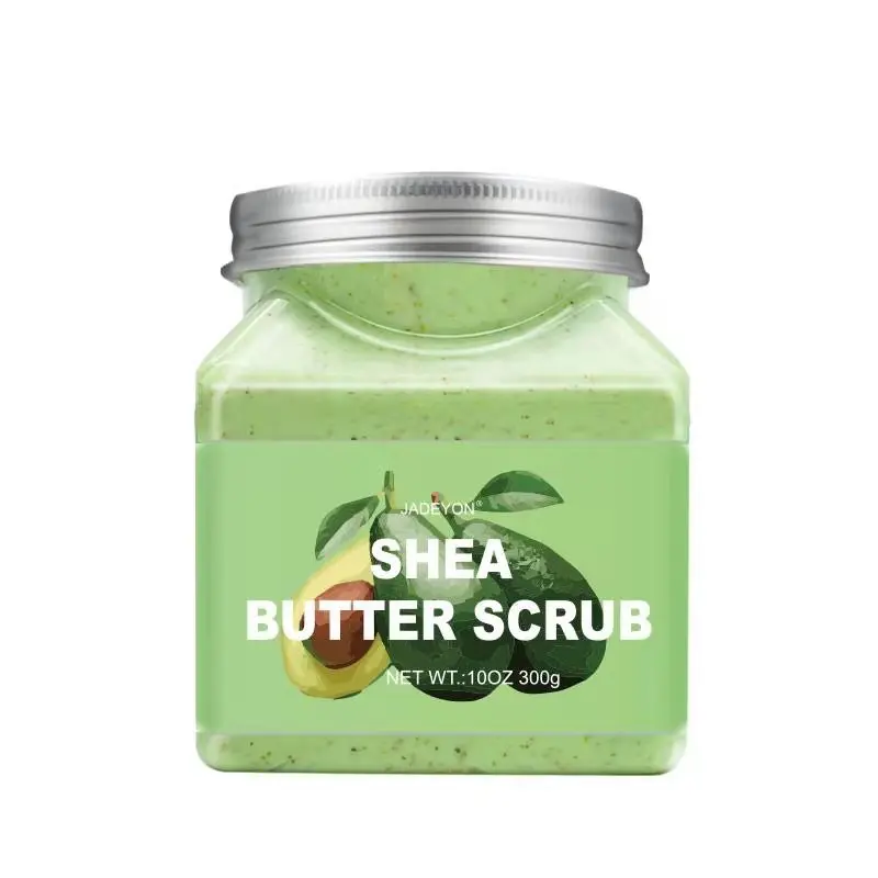 

OEM Wholesale Custom Logo 300g Natural Extract Vegan Bath Cleansing Whitening Organic Exfoliating Shea Butter Body Scrub, Custom color