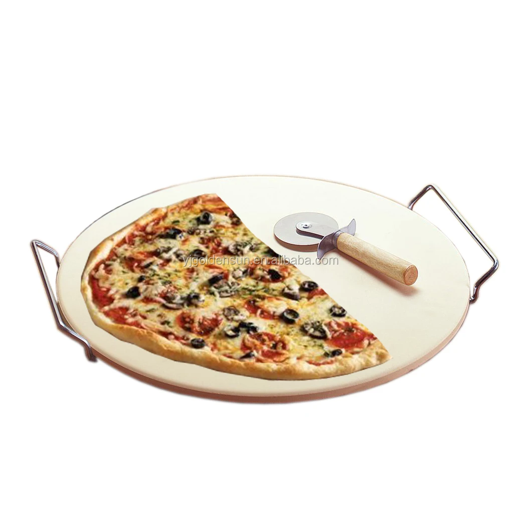 13 Inches Ceramic Pizza Stone Set With Heavy Duty Chrome Stand And