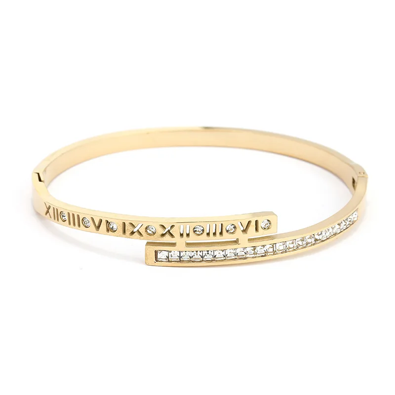 

2021 fashion personalized bracelet titanium steel Roman Numerals Buckle Bracelet, Golden