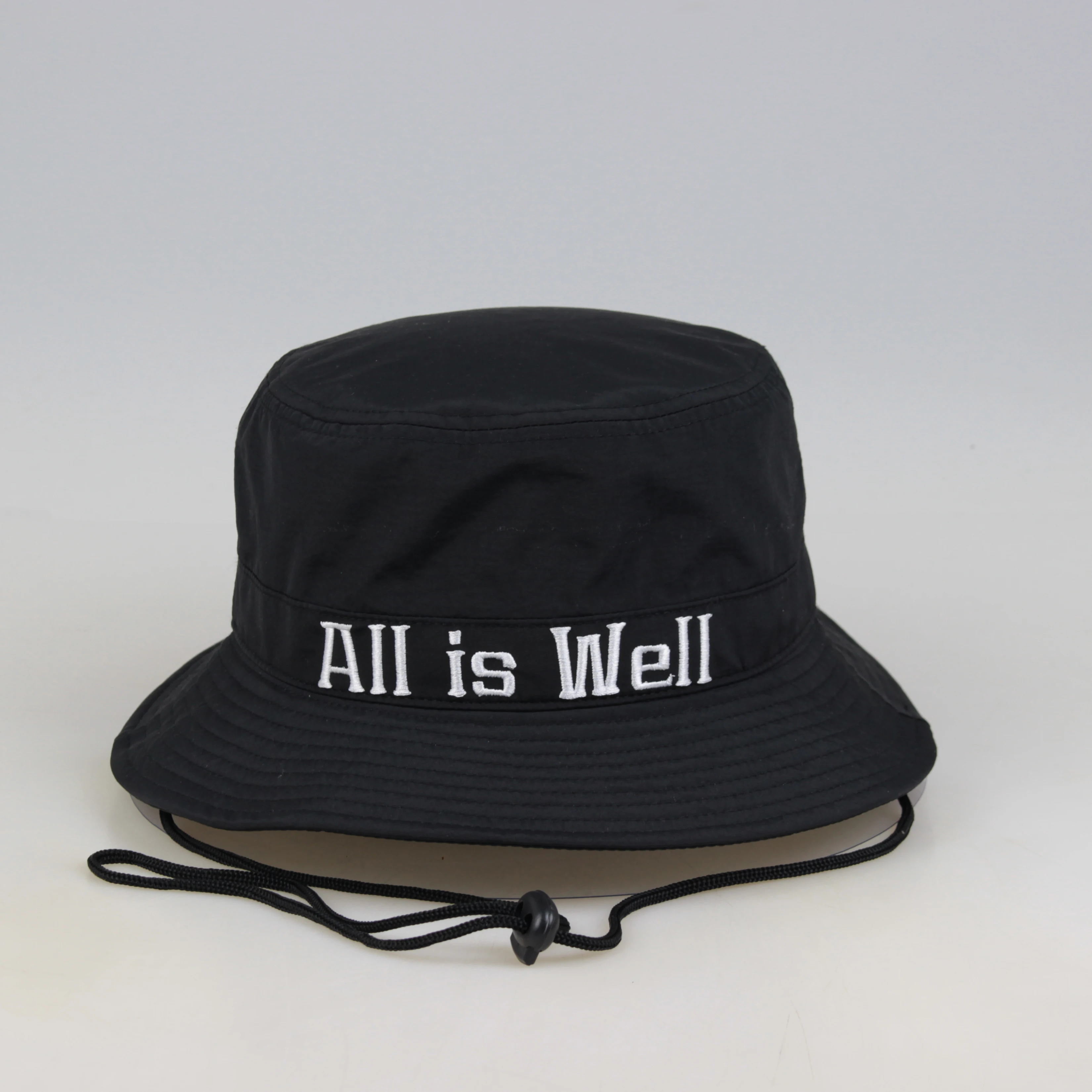 

Black Cotton Wide Brim Summer Sun Fisherman Bucket Hat Cap