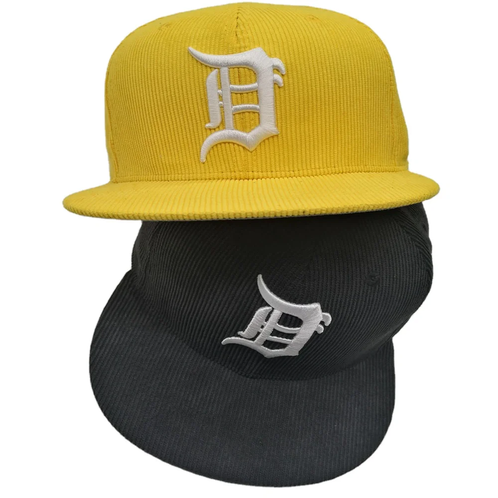 

Custom 6 Panel 3D Embroidered Sports Mens Oem Hip Hop Vintage Custom Gorras Hats Corduroy fitted Snapback hat