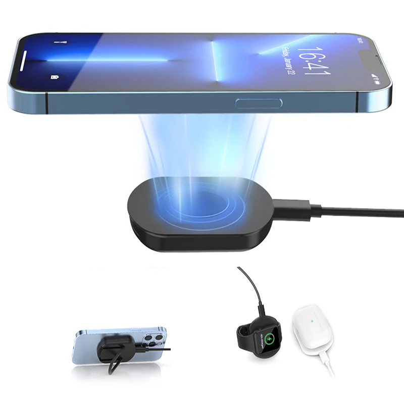 

Newest For Iphone Portable 3In1 Fast Qi Charging 15W 3 In 1 Magnetic Wireless Phone Charger, Black / white