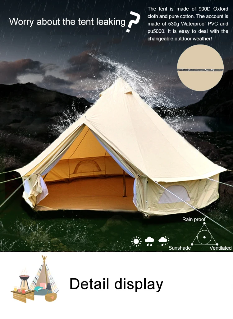 L'approvisionnement Outdoor Canvascamp tente familiale 3m 4m 5m toile  Glamping Bell tente pour - Chine Toile Bell tente et tente de toile de 5 m  prix