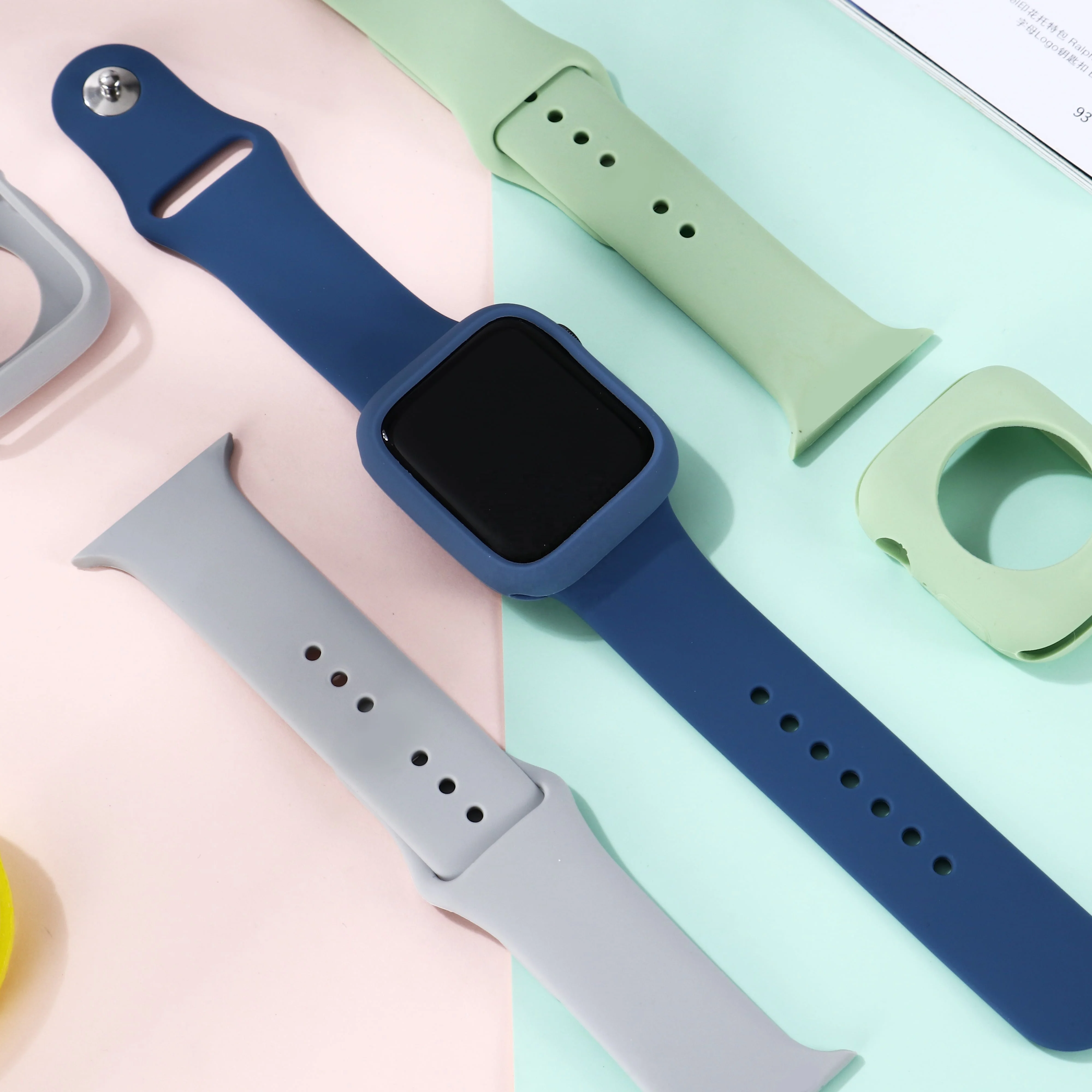 

For Apple watch bands 38MM 42MM 40MM 44MM Sport Band silicone watch strap apple silicone strap iwatch strap silicone, Optional