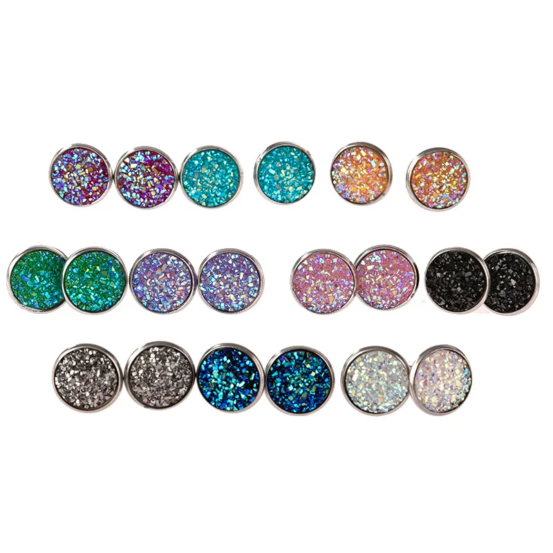 

2021 Fashion Original Style Child Simple Round Dream All Star Sky Time Gem All Over the Sky Stainless Steel Stud Earrings, Colorful