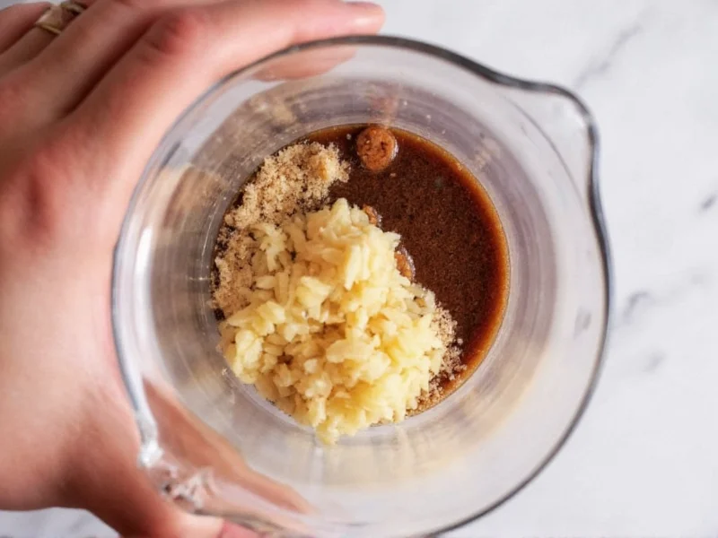 Mixing homemade kahlua ingredients in glass pitcher