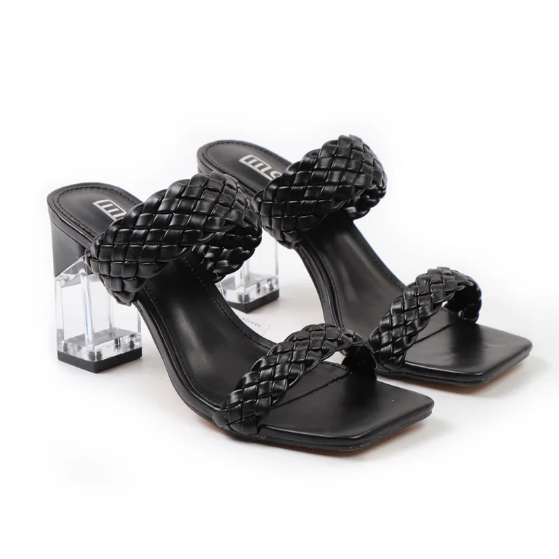 

Summer new fashion sexy braided word belt sandals open-toe crystal with female sandals, Black white pink orange