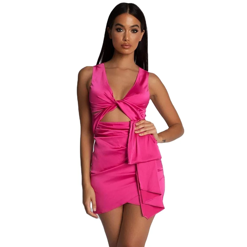 

In Stock Fashion Casual Clothes Summer 2 Pieces Bodycon Sexy Club Crop Tank Top Mini Skirt Women Dresses Party Outfits Suit