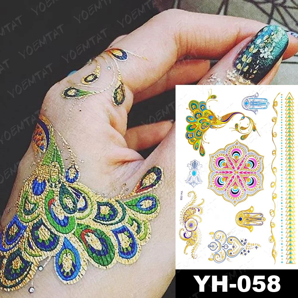 

Top Selling Fashion Golden Waterproof Metallic Temporary Tatoo Sticker, Cmyk