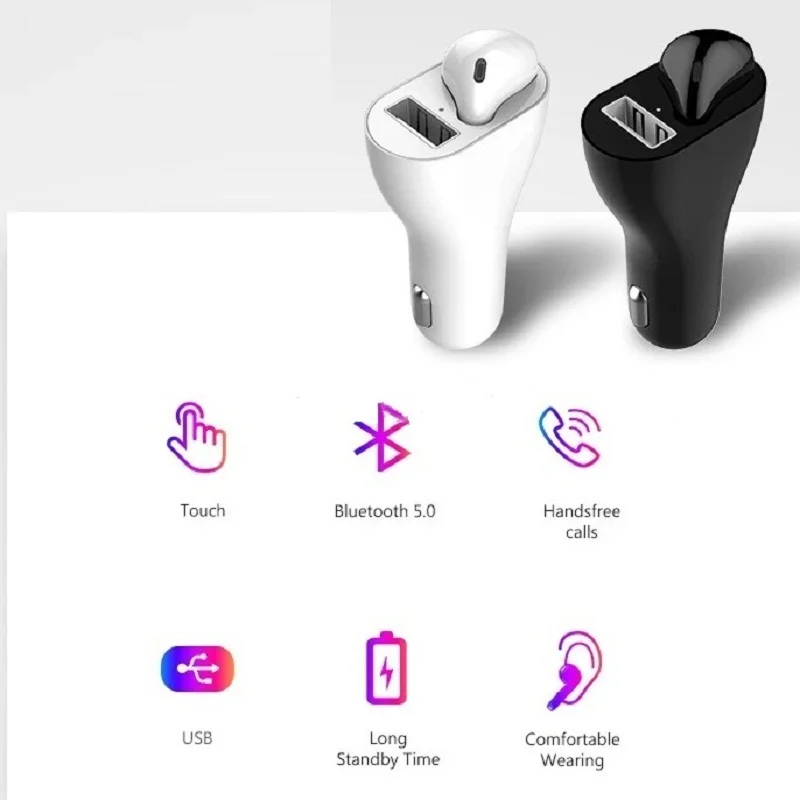Car Wireless Charger 2 in 1 Vehicle Bluetooth Headset Handsfree Call Earphone For Playing Music - ANKUX.COM