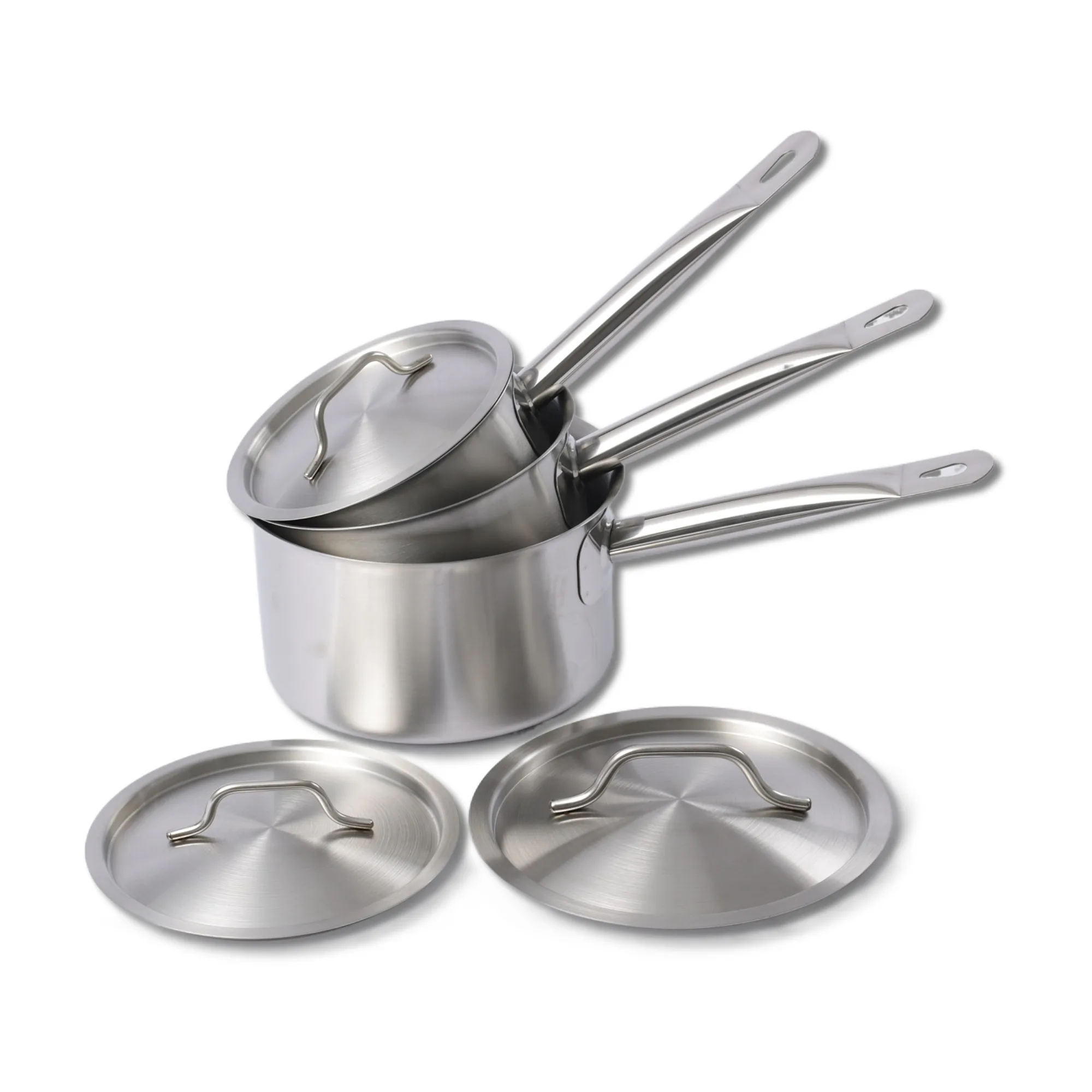 

Cookware customization Home kitchen cooking pot Stainless steel composite bottom single handle tall sauce pot cooking ware.