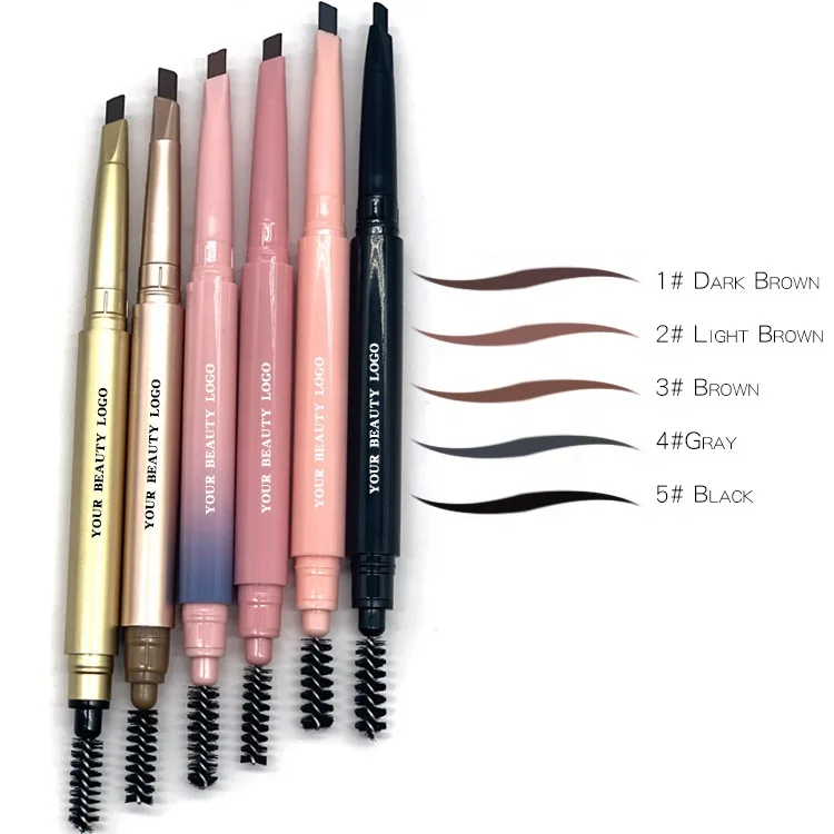 

Pink color smooth drawing Waterproof 5 color eyebrow pencil with brow brush