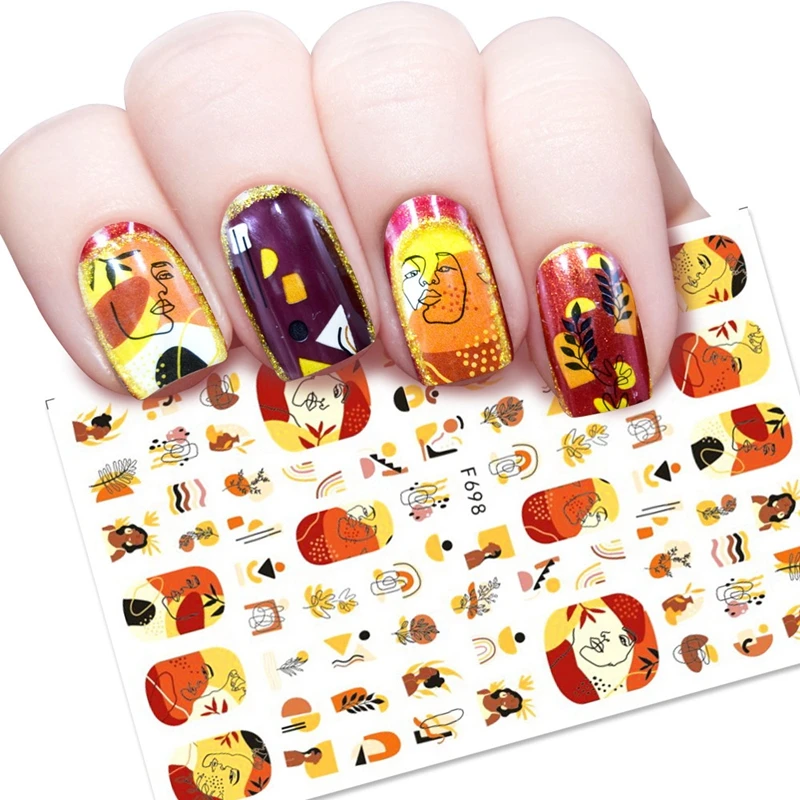 

New Manicure Tips Decorations Nail Art Flowers Butterfly Decals DIY Colorful Foils 5D Design Nail Stickers for Nails Supply, Picture