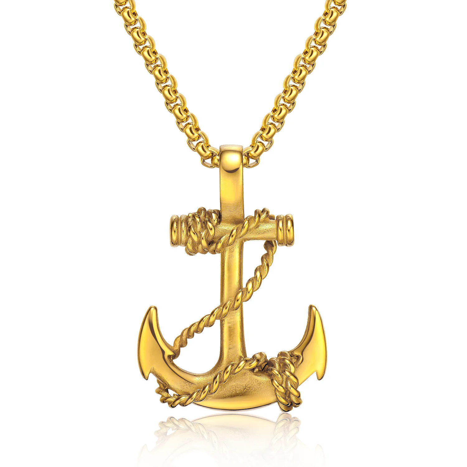 Anchor Chain Pendant Necklace Trendy Personality Hip-Hop Style Men's Jewelry Custom Stainless Steel