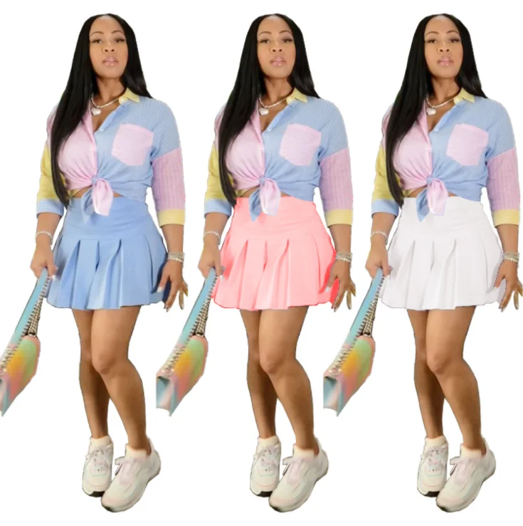

2021 Spring Summer New Large plus Size Loose high waist Shorts Culottes Women Casual Skirt shorts, White,pink , blue