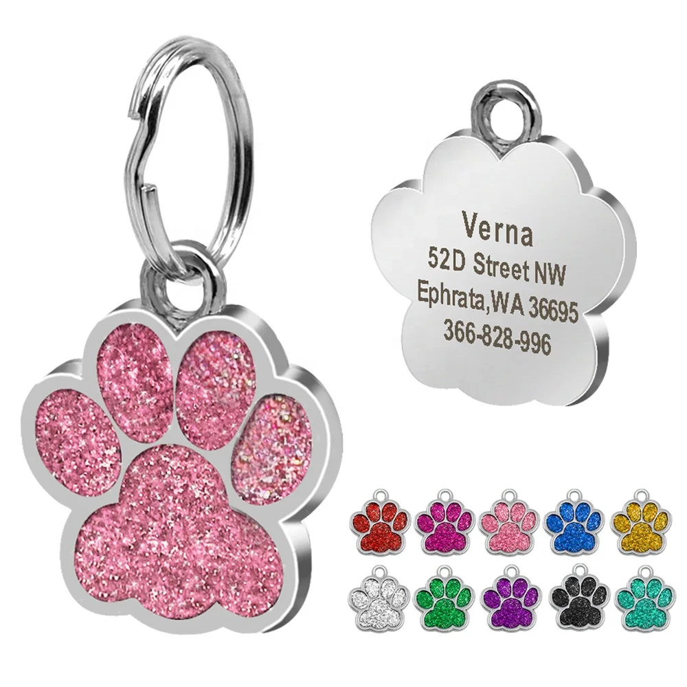 

Berry Popular Paw Shape Anti-Lost Personalized Alloy Laser Engraved Pet ID Tag For Pets, Black, blue, gold, green, pink, purple, red, rose, silver, turquoise