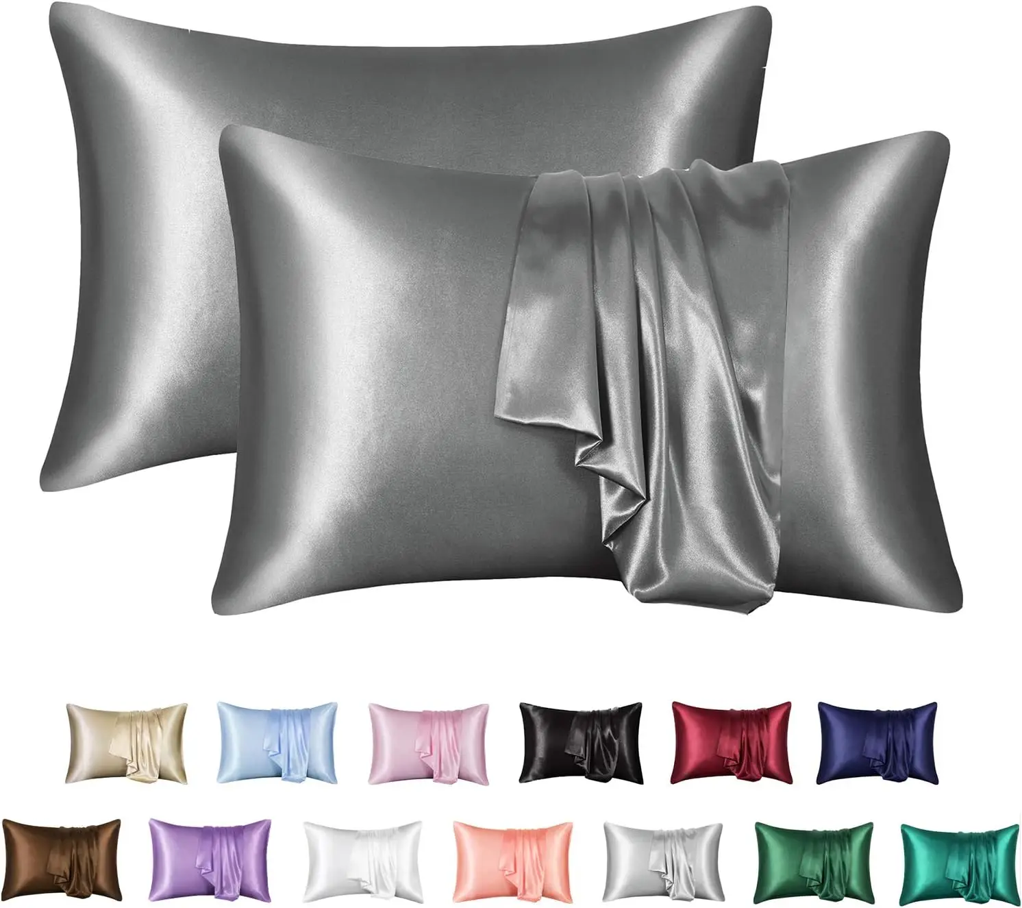 Wholesale Custom Logo Throw Sleeping Satin Silk Pillowcase Solid Color  Pillow Cover With Envelope Closure