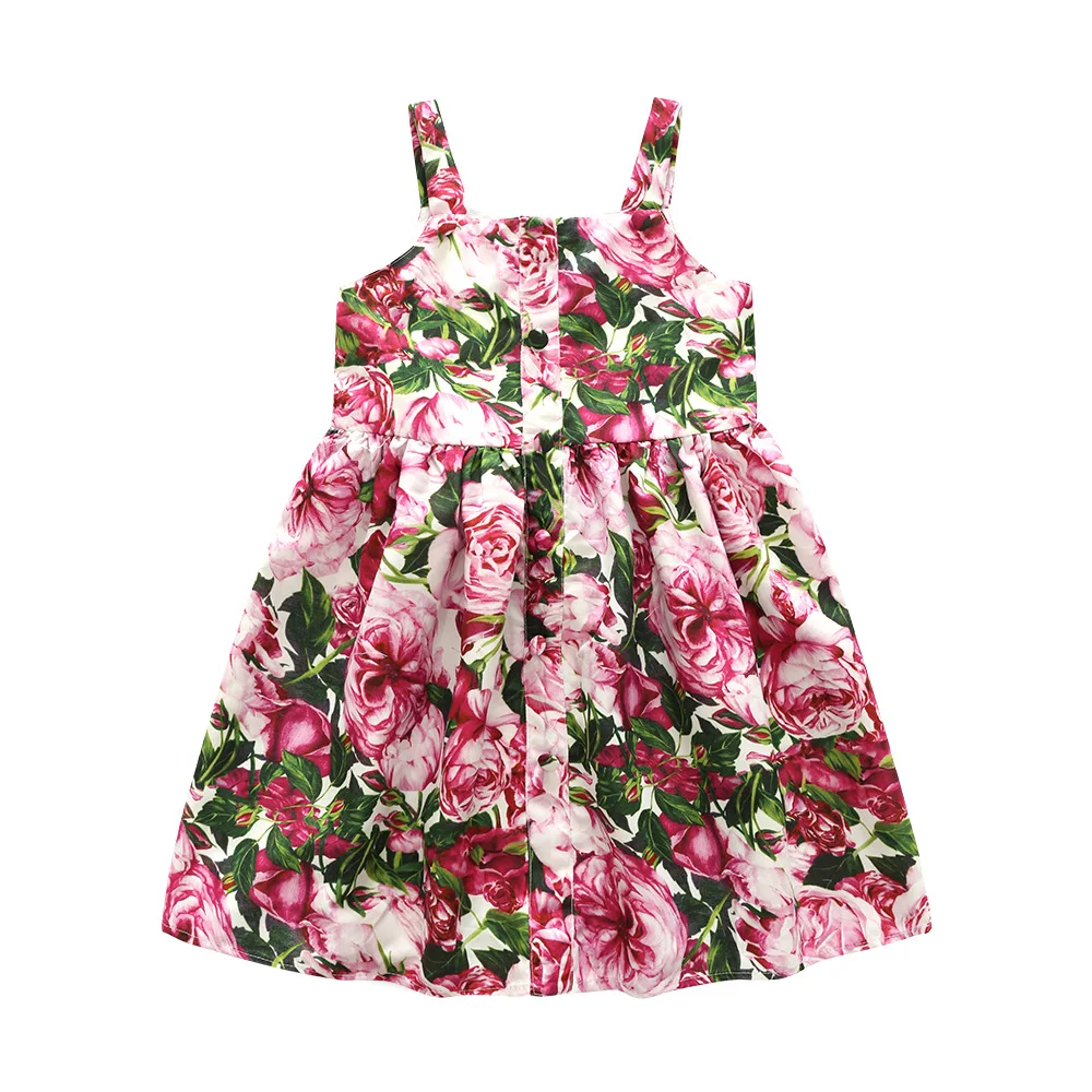 

Summer 2021 kids spaghetti Strap rose halter girls summer clothes floral boutique clothes girls kids clothing