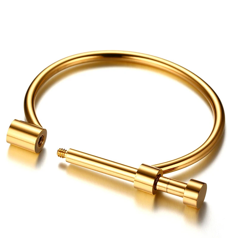 

New Trendy Golden Stainless Steel Bracelet for Unisex Couple Bangle Dylam jewelry