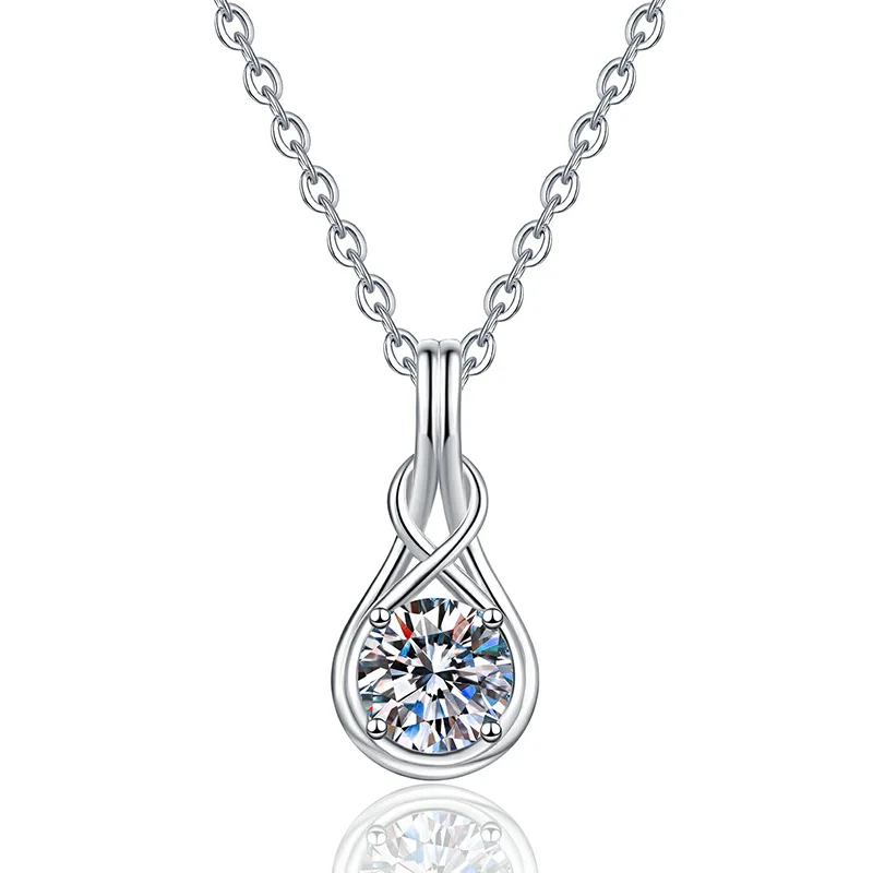 Luxurious Jewelry 925 Sterling Silver 1Carat Moissanite Women's Wedding and Engagement Necklace