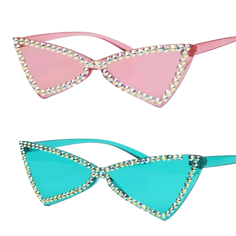 

Famous Designer Rhinestone Diamond Rimless Luxury For Cat Eye Shape Sunglasses