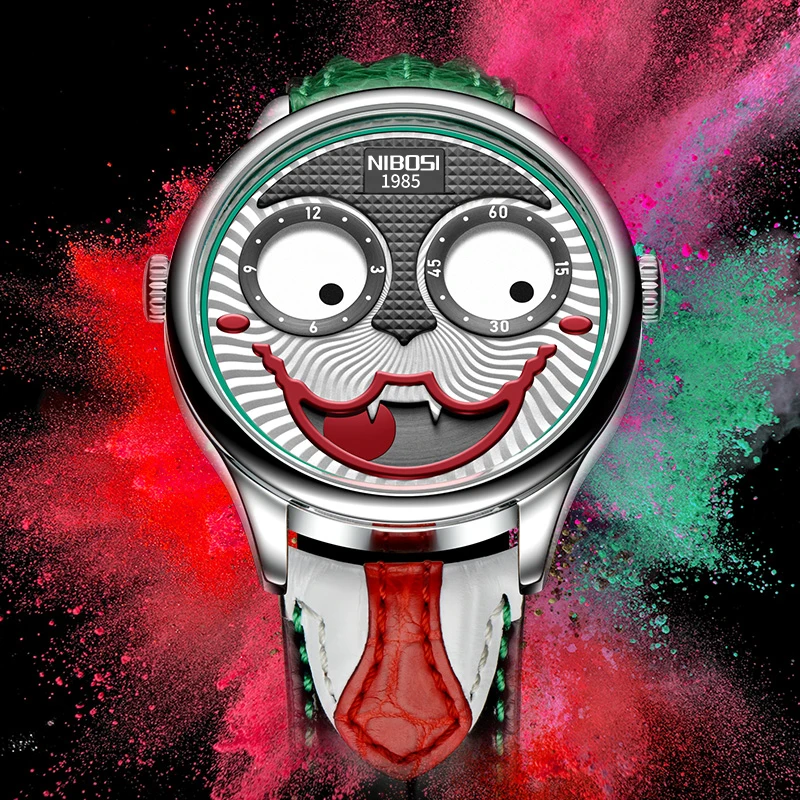 

2021 New Arrival Joker Watch Men Top Brand Creative Fashion Personality Clown Quartz Leather Waterproof Sports Watches Mens