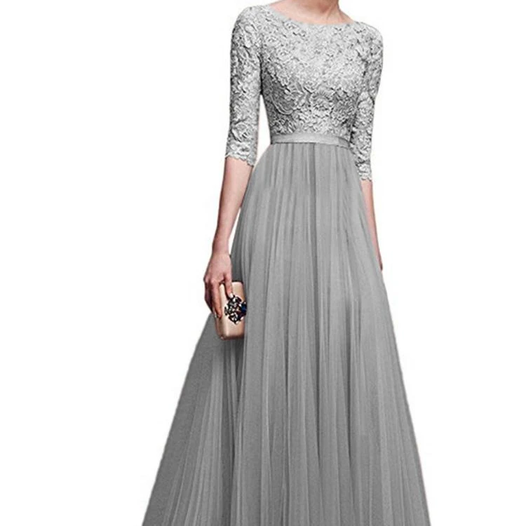 

European and American new pattern pleated chiffon evening dress long skirt