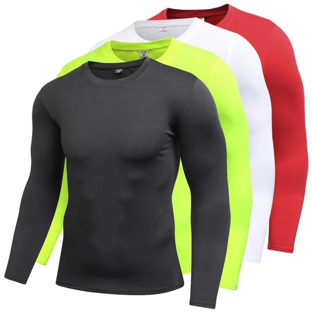 

Custom Quick Dry Polyester Spandex Long Sleeves compression t shirt, compression shirt, compression long sleeves shirt, White, yellow, red, royal blue, black, fluorescent green, grey
