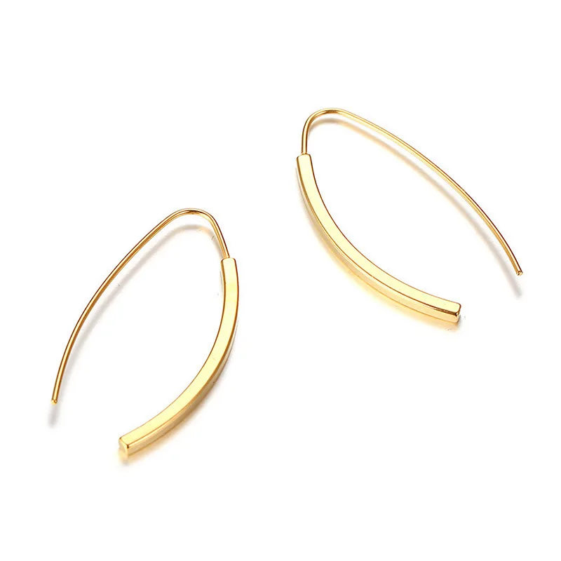 

Best Selling Long Gold Plated Threader Stainless Steel Simple Initial Women Jewelry Dangle Chain Earrings