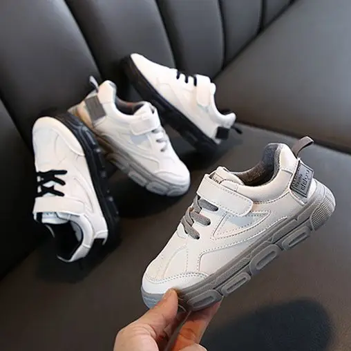 

New Style Casual Versatile Mesh Kids Boy Girl Skate Tennis Shoes Running Sports Basketball Athletic Sneakers, Black/grey