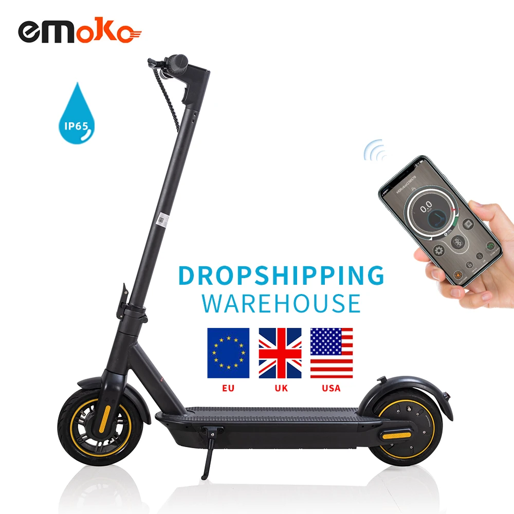 

Emoko wholesale hot sell best 350W 10 inch HT-T4 MAX 33km/h 15ah long distance European warehouse electric e-scooter for adult, Grey-black